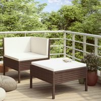 2-delige Loungeset met kussens poly rattan bruin - thumbnail