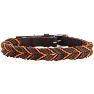 Hunter Solid Education Bruin, Oranje Leer S Hond Standaard halsband