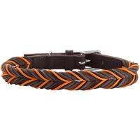 Hunter Solid Education Bruin, Oranje Leer S-M Hond Standaard halsband - thumbnail