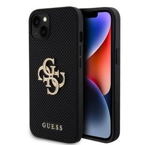 iPhone 15 Guess Geperforeerd 4G Glitter Logo Cover - Zwart