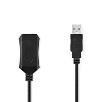 NEDIS Actieve USB-kabel - USB 2.0 - USB-A stekker - USB-A vrouwelijk - 480 Mbps - 5.00 m - rond - vernikkeld - PVC - koper - label