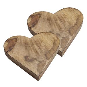 Set van 2x stuks houten serveerplank/dienbladen hartvorm 26 cm