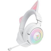 Razer Kraken Kitty V3 Pro - RGB Kitty draadloze gamingheadset - reactieve kattenoren voor streaming Hoofdtelefoon - Triforce 40mm Driver - Hyperspeed Wireless & Bluetooth - THX Spatial Audio | Wit