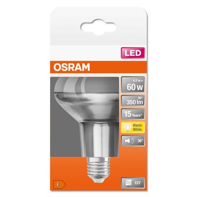 OSRAM 4058075433304 LED-lamp Energielabel F (A - G) E27 Reflector 4.8 W = 60 W Warmwit (Ø x l) 80 mm x 105 mm 1 stuk(s)