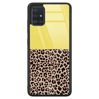 Samsung Galaxy A71 glazen hardcase - Luipaard geel