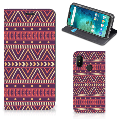 Xiaomi Mi A2 Lite Hoesje met Magneet Aztec Paars