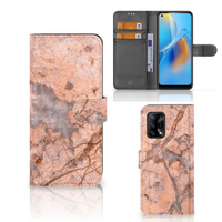 OPPO A74 4G Bookcase Marmer Oranje - thumbnail