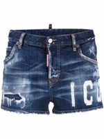 DSQUARED2 short en jean à effet usé - Bleu - thumbnail