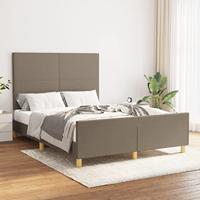 vidaXL Bedframe met hoofdbord stof taupe 140x200 cm, bed, ledikant, tweepersoonsbed, slaapmeubel, bedbodem, bedden, slaapmeubels, slaapmeubelen