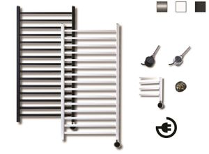 Sanicare Qubic elektrische design radiator 125x60cm zwart met thermostaat rechts chroom