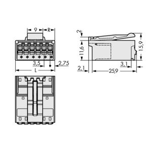 WAGO 2091-1524/002-000 Male behuizing (board) 2091 Totaal aantal polen: 4 Rastermaat: 3.50 mm Inhoud: 200 stuk(s)