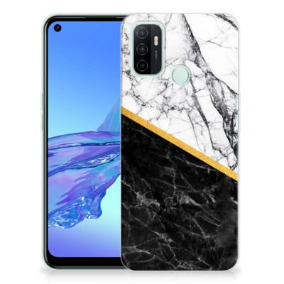 OPPO A53s | A53 TPU Siliconen Hoesje Marmer Wit Zwart - Origineel Cadeau Man OPPO A53s | A53 TPU Siliconen Hoesje Marmer Wit Zwart - Origineel Cadeau Man