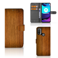 Motorola Moto E20 | E30 | E40 Book Style Case Donker Hout - thumbnail