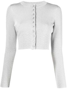 Victoria Beckham cardigan crop en maille à tissage métallisé - Gris