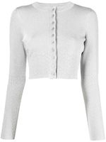 Victoria Beckham cardigan crop en maille à tissage métallisé - Gris - thumbnail