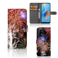 OPPO A74 4G Wallet Case met Pasjes Vuurwerk