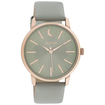 OOZOO C11040 Horloge Timepieces staal-leder rosekleurig-grijs 40 mm OOZOO C11040 Horloge Timepieces staal-leder rosekleurig-grijs 40 mm