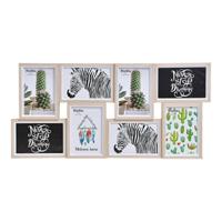 Multi Fotolijst Lichtbruin/beige 58 X 27 Cm - Voor 8 Foto's - Collage Maken - Fotolijsten/fotolijstjes