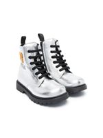 Moschino Kids bottines à effet métallisé - Argent