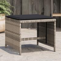 Tuinkrukken 4 st met kussens 41x41x36 cm poly rattan lichtgrijs