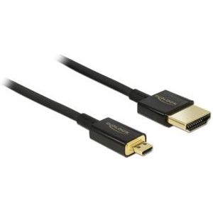 DeLOCK HDMI-A/HDMI Micro-D, 1.5 m HDMI kabel 1,5 m HDMI Type A (Standaard) HDMI Type D (Micro) Zwart