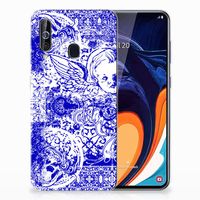 Silicone Back Case Samsung Galaxy A60 Angel Skull Blauw - thumbnail