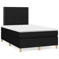 vidaXL Boxspring met matras stof zwart 120x190 cm, bed, boxspringbed, tweepersoonsbed, slaapmeubel, boxspring bed, bed met matras, bedframe, ledikant