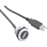 USB 2.0 adapter USB aansluiting type A, verlicht op USB-stekker, type A met 60 cm TRU Components USB-05-BK 1229321, 1 stuk