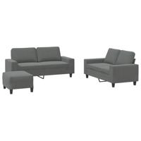 vidaXL 3-delige Loungeset stof donkergrijs, fauteuil, 3-zitsbank, sofa, 2-zitsbank, bank, 2 zitsbank, zitbank, fauteuil stoel, 2 zits bank
