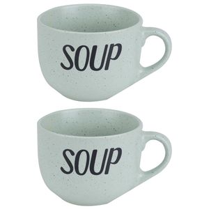 Cosy & Trendy Soepbekers - 2x stuks - groen - 11 cm - 510 ml