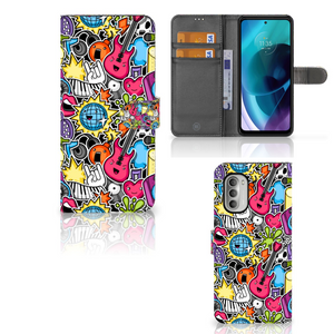 Motorola Moto G51 5G Wallet Case met Pasjes Punk Rock