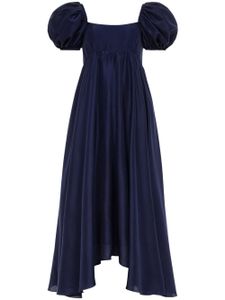 AZEEZA robe Rory mi-longue en soie - Bleu