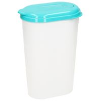 Waterkan/sapkan - transparant/aqua groen - met deksel - 1.6 liter - kunststof - thumbnail