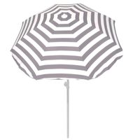 Grijs gestreepte strandparasol 180 cm - thumbnail