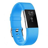 By Qubix - Compatible met Fitbit Charge 2 sportbandje - Maat: Small - Blauw - Compatible fitbit bandje