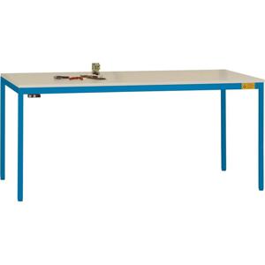 Manuflex LD1908.5007 ESD ESD-werktafel UNIDESK met melamine schijf, onderstel van stralend blauw RAL 5007, bxdxh = 1200 x 800 x 720-730 mm Stralend blauw (RAL