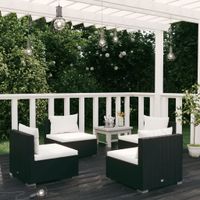 4-delige Loungeset met kussens poly rattan zwart - thumbnail