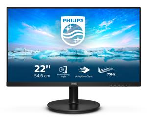 Philips V-Line 222V8LA/00 LCD-monitor Energielabel E (A - G) 54.6 cm (21.5 inch) 1920 x 1080 Pixel 16:9 4 ms VGA, DisplayPort, HDMI, Hoofdtelefoonaansluiting,