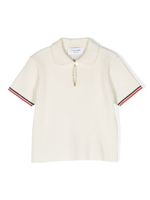 Thom Browne Kids button-up ribbed-knit polo shirt - Tons neutres - thumbnail