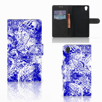 Telefoonhoesje met Naam Sony Xperia L1 Angel Skull Blauw Telefoonhoesje met Naam Sony Xperia L1 Angel Skull Blauw