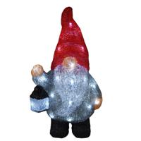 Kerstverlichting figuur - gnome/dwerg - 21 x 13,5 x 39 cm - LED decoratie kerstfiguren - thumbnail