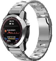 By Qubix - Titanium schakelband - Zilver - Compatible met Garmin Fenix 7X / 6X / 5X - Compatible Garmin bandje