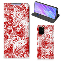 Mobiel BookCase Samsung Galaxy S20 Plus Angel Skull Rood - thumbnail