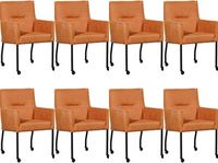 Set van 8 Oranje leren moderne eetkamerstoelen Lucky - Kenia Leer Rost (oranje leer) - thumbnail