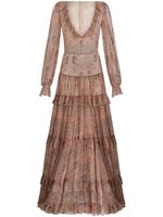 ETRO floral-print silk dress - Marron