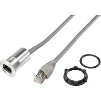 TRU COMPONENTS RJ45-inbouwbus, kabellengte 1,50 m RJ45-03-BK Bus, inbouw, Stekker, recht Zwart 1 stuk(s) - thumbnail