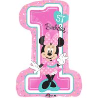 Folieballon 1st Birthday Minnie Mouse XL cijfer - thumbnail