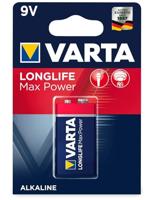 Varta 4722 Longlife Max Power 9V Block batterij 6LR61 (verpakt per stuk) Alkaline E-Block Batterijenideaal voor brandmelder rookmelder stemapparaat, rood