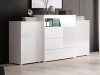 Dressoir URBY 2 deuren 3 lades hoogglans wit/wit met led