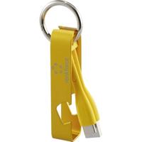 Renkforce USB-kabel USB 2.0 USB-A stekker, USB-C stekker 0.15 m Geel Sleutelhanger, Flesopener RF-6721080
